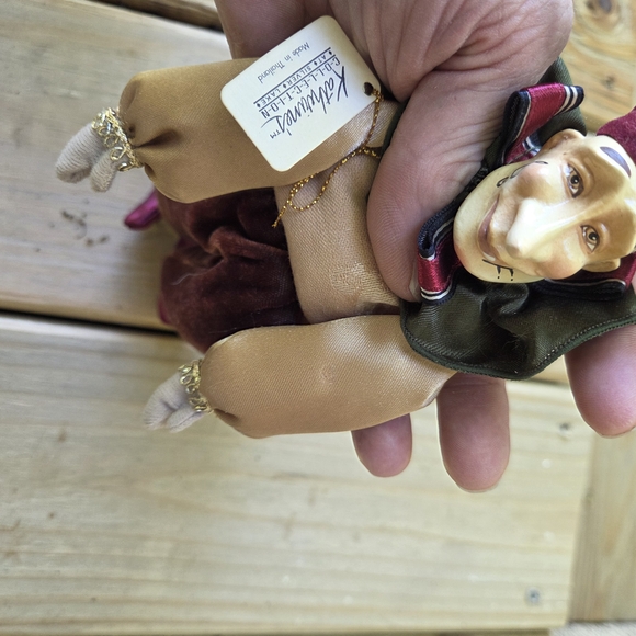 Elegant Jester Doll with Burgundy and Olive Accents - Picture 10 of 10